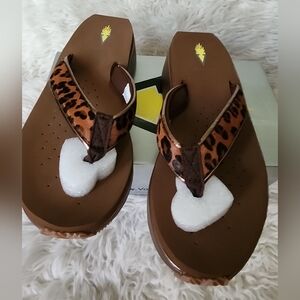 (2 Pair) NWT. Size 9 & 10. VOLATILE Neville Wedge Sandals Leopard Print. Women